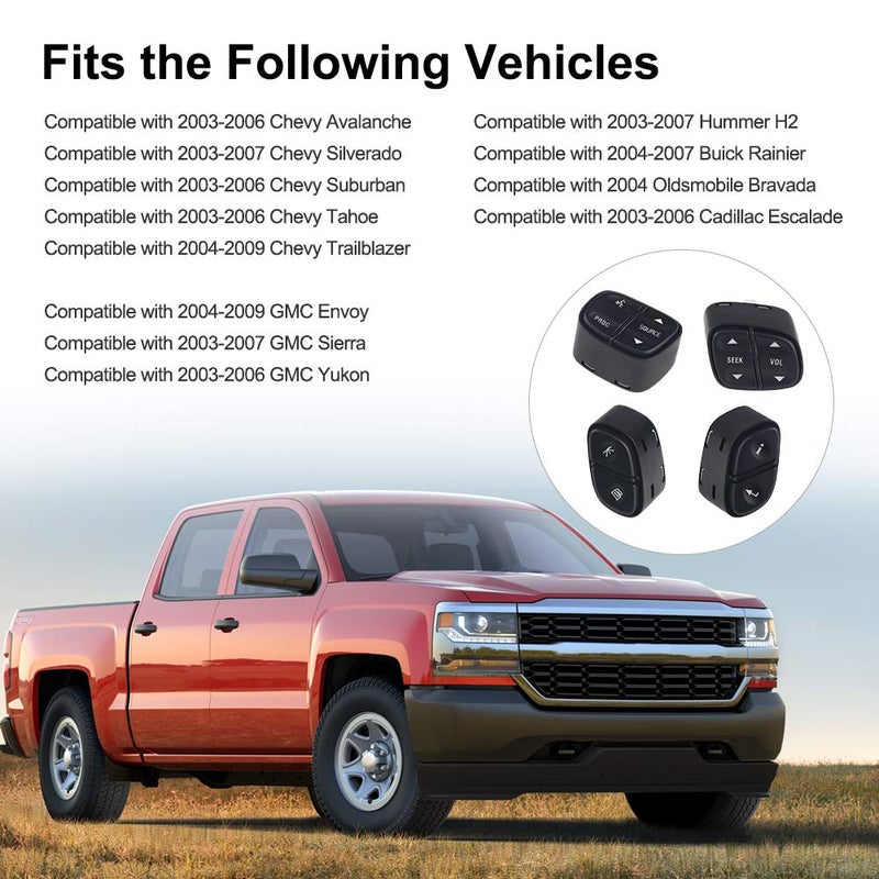 WMPHE Steering Wheel Control Switch Button Compatible with Chevy Silverado Tahoe GMC Envoy Sierra Yukon Hummer H2 Buick Cadillac Escalade 2003-2007 Replacement for 21997738 21997739 1999442 1999443 - Image 4
